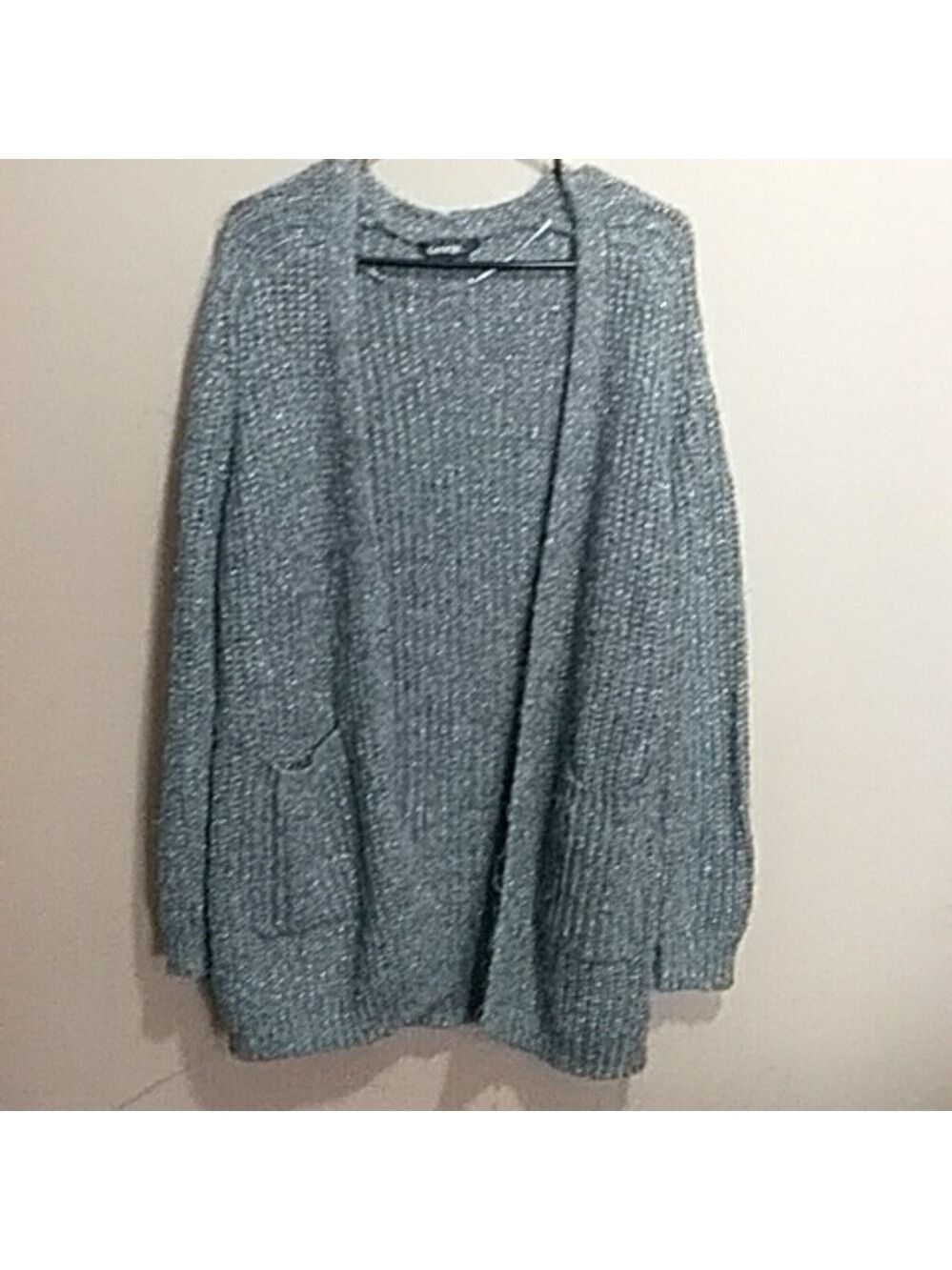 George gray and metallic fiber open cardigan with pockets size large